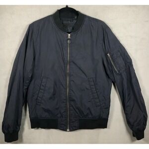 Uniqlo Bomber MA-1 Flight Jacket Men Small Navy Blue Lightweight Nylon